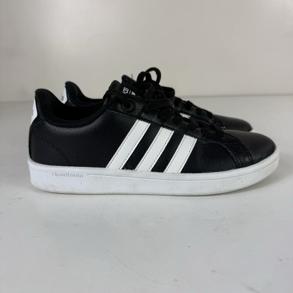 Adidas Cloudfoam Advantage Black/White Low Top Lace-Up Sneakers Size 6.5 - Picture 2 of 7